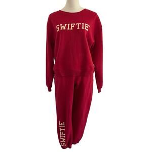 Taylor Swift Swiftie Red Sweatsuit Womens Sm Crewneck & Jogger Loungewear READ